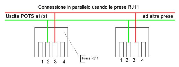 Schema per connessione in parallelo usando gli RJ11